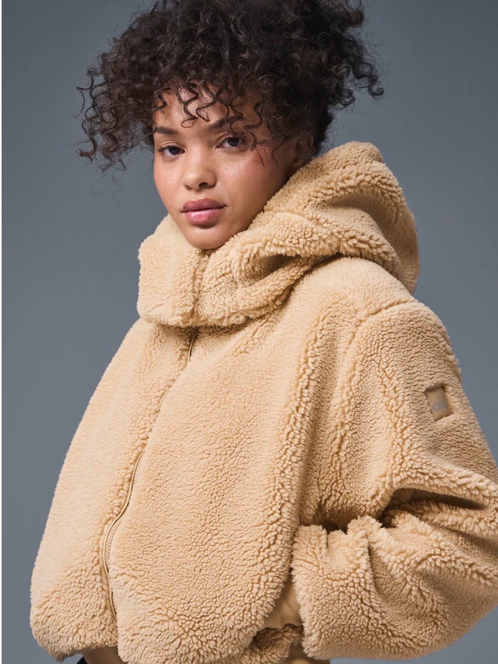 ALO Yoga Plush Hooded Teddy Jacket - Beige Like new